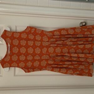 Maison Jules Orange Print Sleeveless Dress Size L
